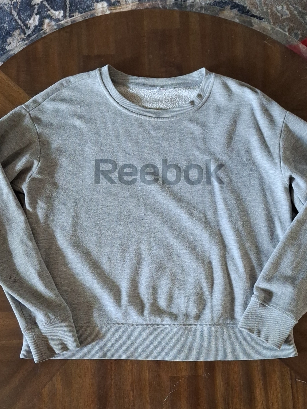 Reebok Light Gray Crewneck Sweatshirt with Tone-on-Tone Logo